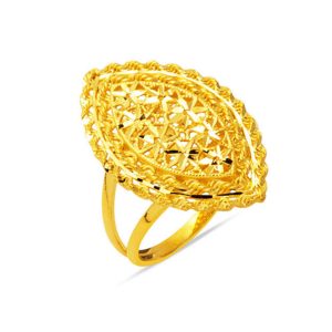 22 Karat Marquise Tree of Life Gold Ring