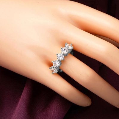 Beyaz Gold 14K 5 Taş Ring - 14K - 2.6g - EZ Gold