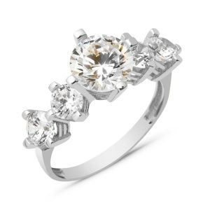 14 Carats Cinq Pierres Blanc Or Bague