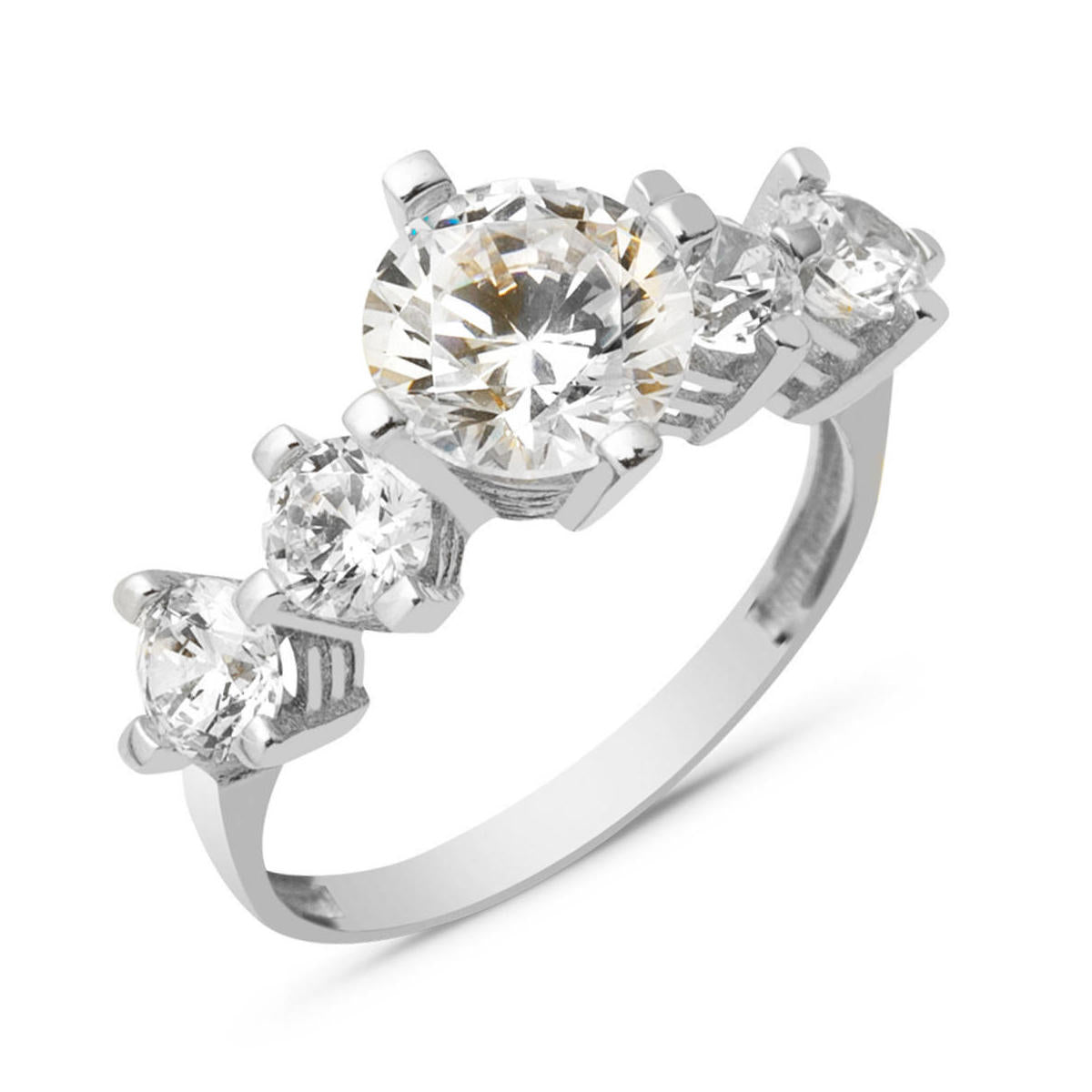 14 Karat Five-Stone White Gold Ring