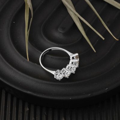 5 Taş 14K White Gold Ring - 14K - 2.53g - EZ Gold