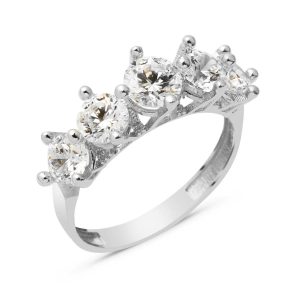 Bellatrix 14 Karat Five-Stone White Gold Ring