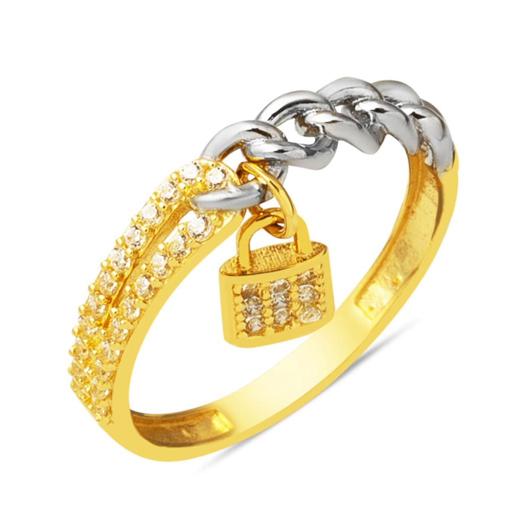 Kilit Charm Pendante 14 Carats Or Bague