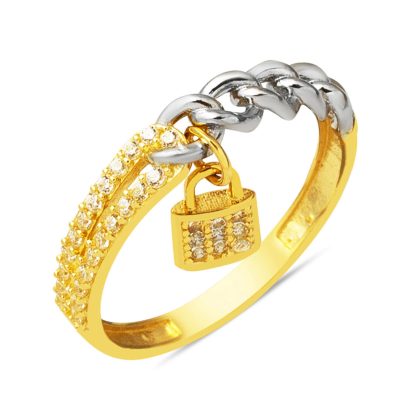 Kilit Charm Sallantılı 14 Carats Or Bague