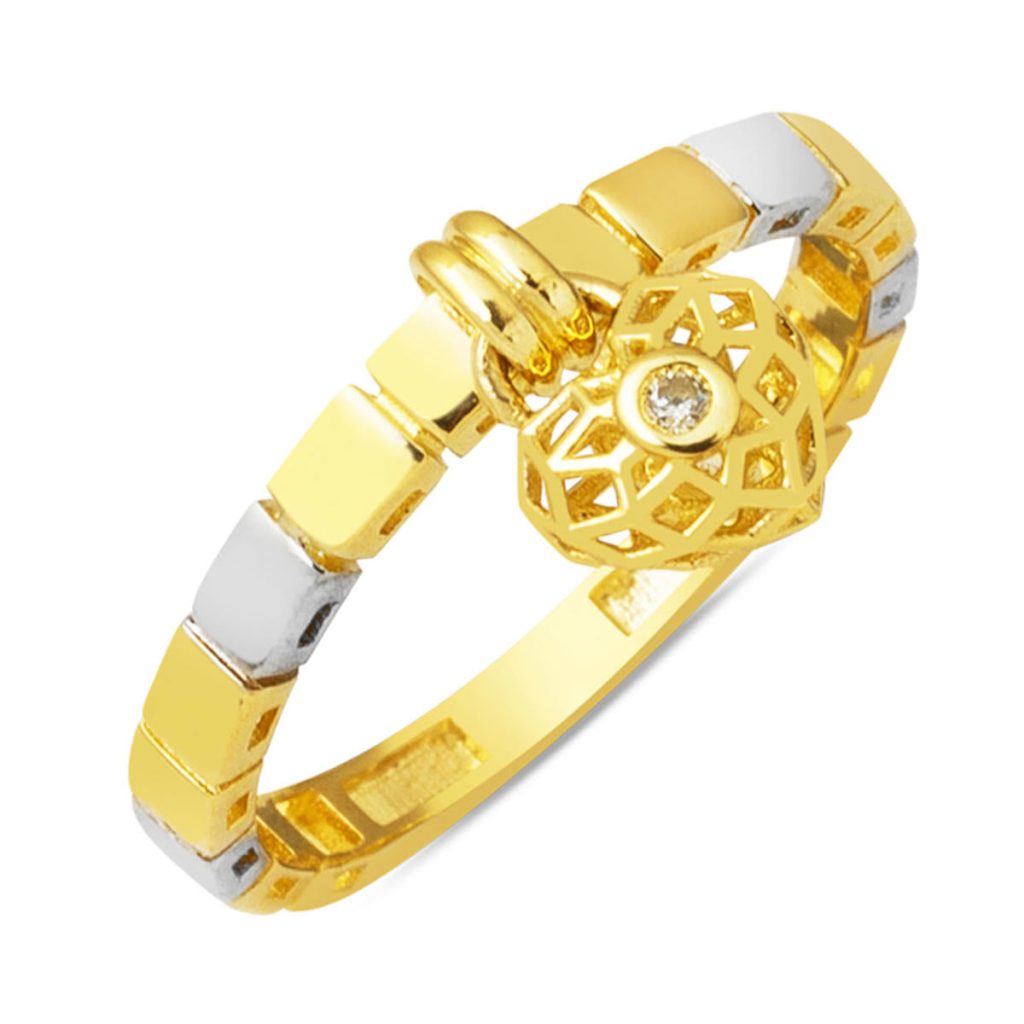 Charm Pendante Italien 14 Carats Or Bague