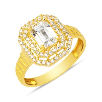 Baguette avec Pierres Or Femme Bague 14 Carats