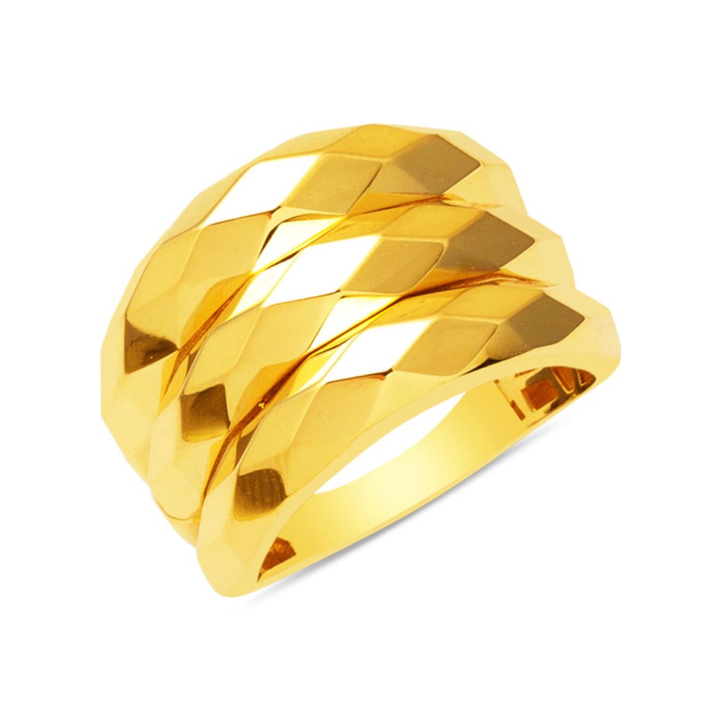 Three-piece Plain Design 14 Karat Gold Ring