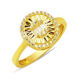 Efektli Yellow Gold Baguette 14 Karat Ring