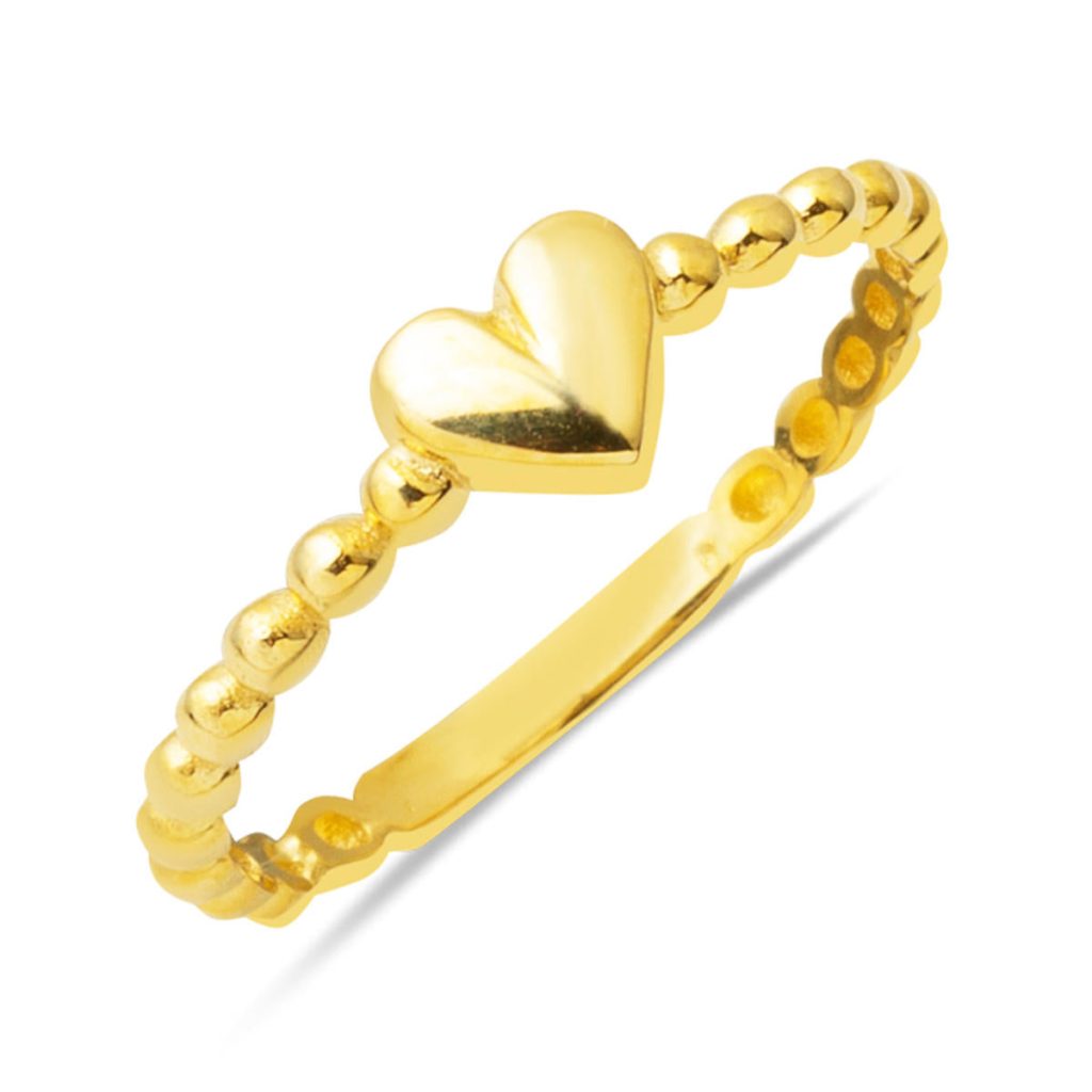 14 Karat with Heart Minimalist Gold Ring