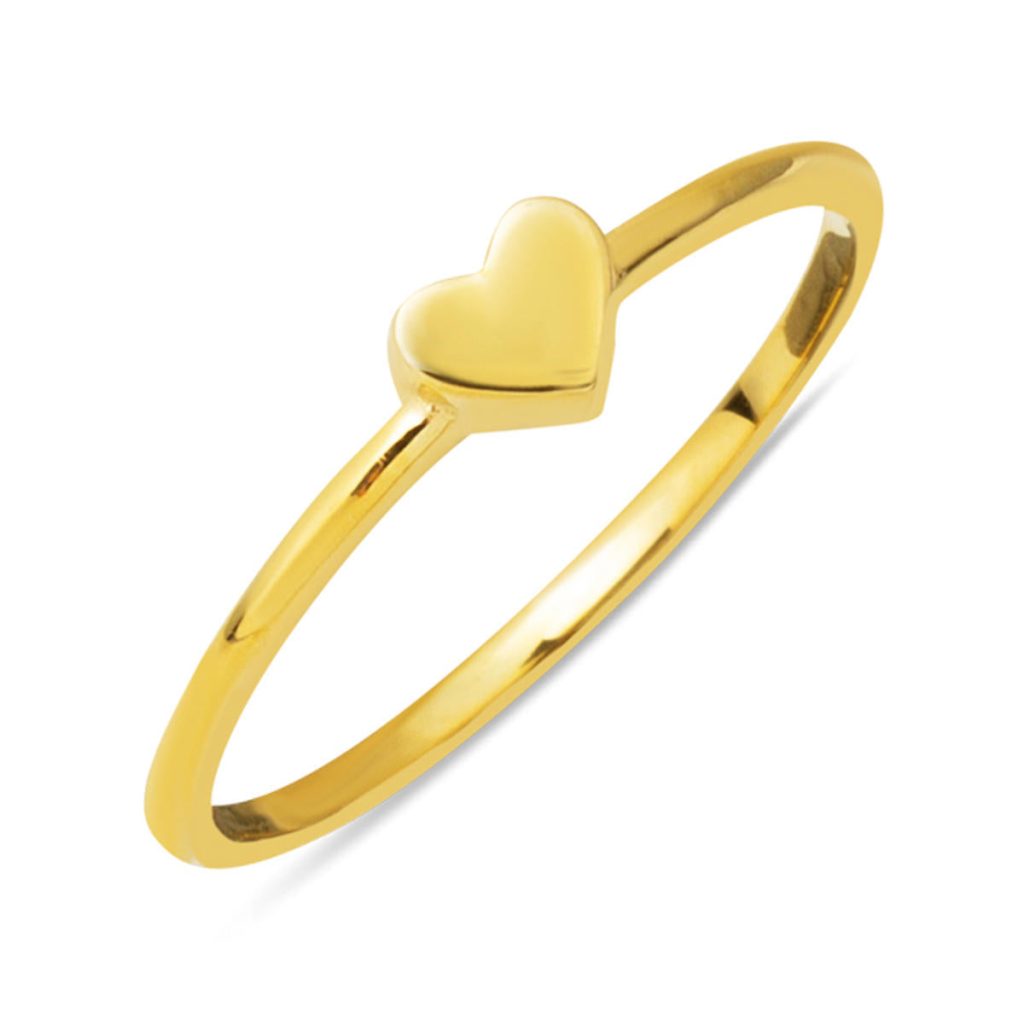 avec Cœur Minimaliste 14 Carats Or Bague