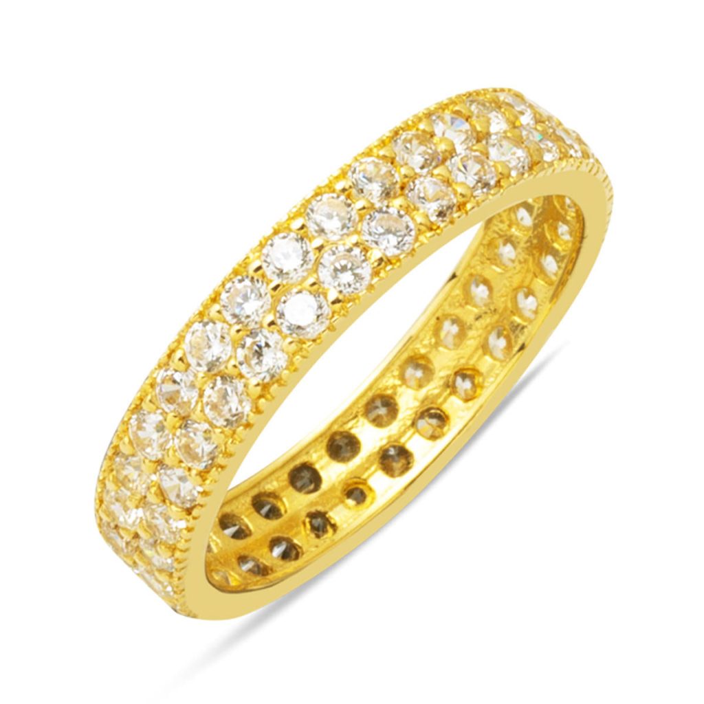 İki Rangs Eternite avec Pierres 14 Carats Or Bague