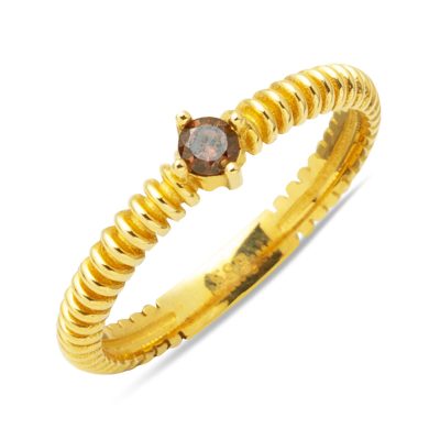14 Carats Smoky Kuvars avec Pierres Or Bague