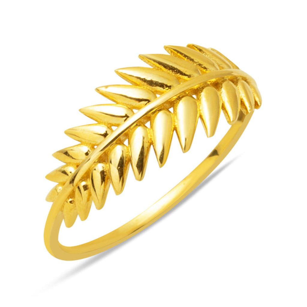 Leaf Designed 14 Karat Gold Ring