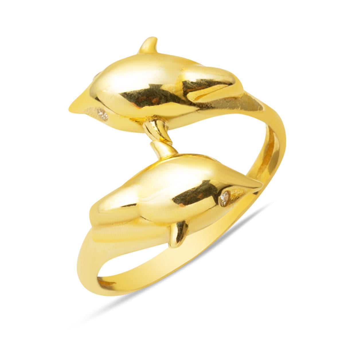 14 Karat İkili Yunus Balığı Gold Ring