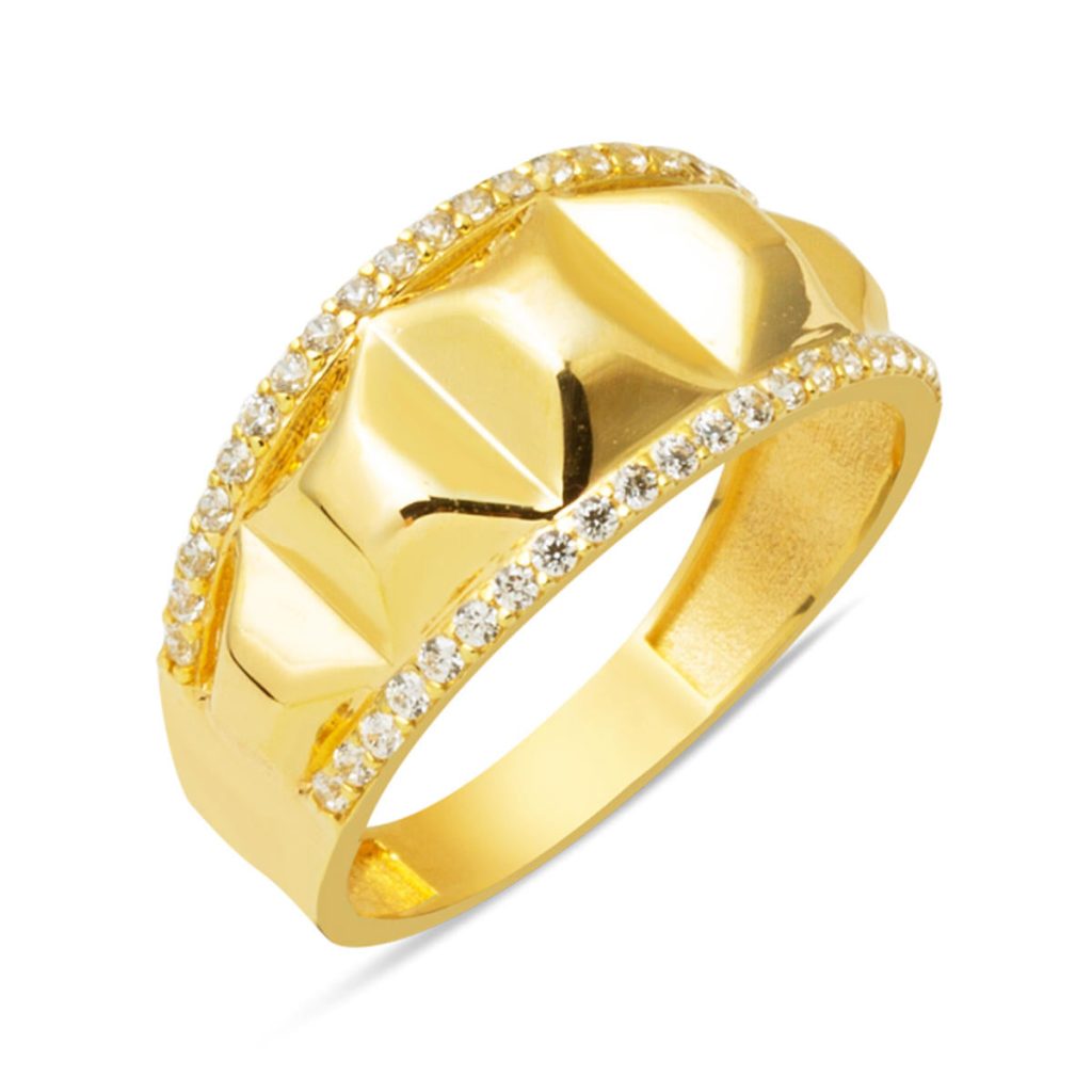 Piramit Model with Stones Gold Ring