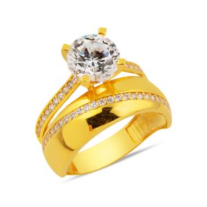 22 Carats Solitaire avec Alliance Or Bague