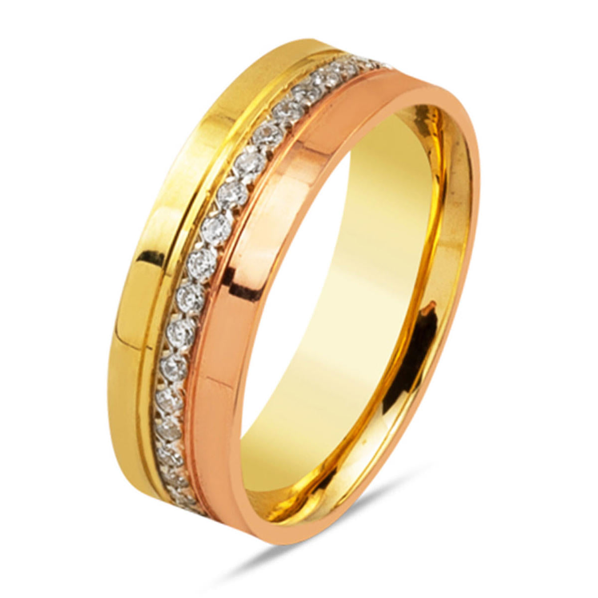 14 Carats Üç Coloré Or Femme Alliance