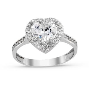 with Heart 14 Karat Gold Solitaire Ring
