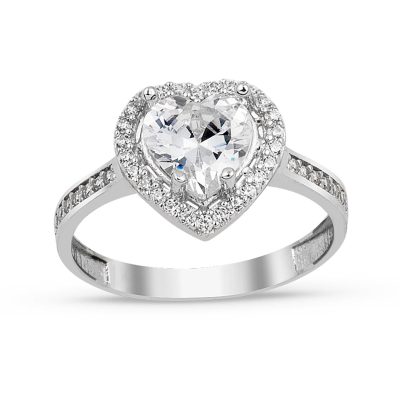 with Heart 14K Gold Solitaire Ring