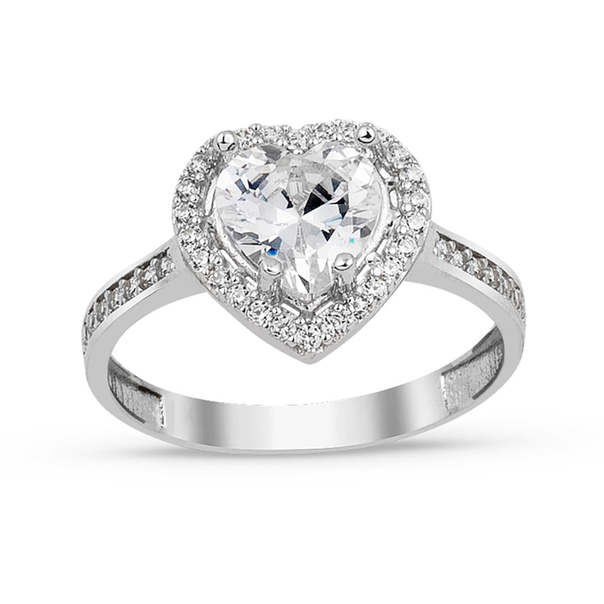 avec Cœur 14 Carats Or Solitaire Bague