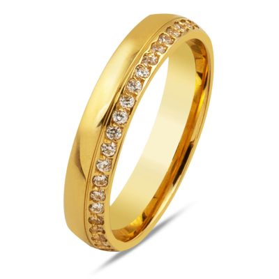Half-Turn with Stones Gold Women's Alyans 14K