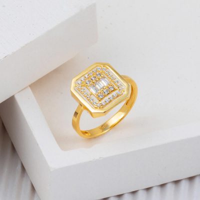 22 Carats Baguette avec Pierres Or Bague - 22K - 2.87g - EZ Gold