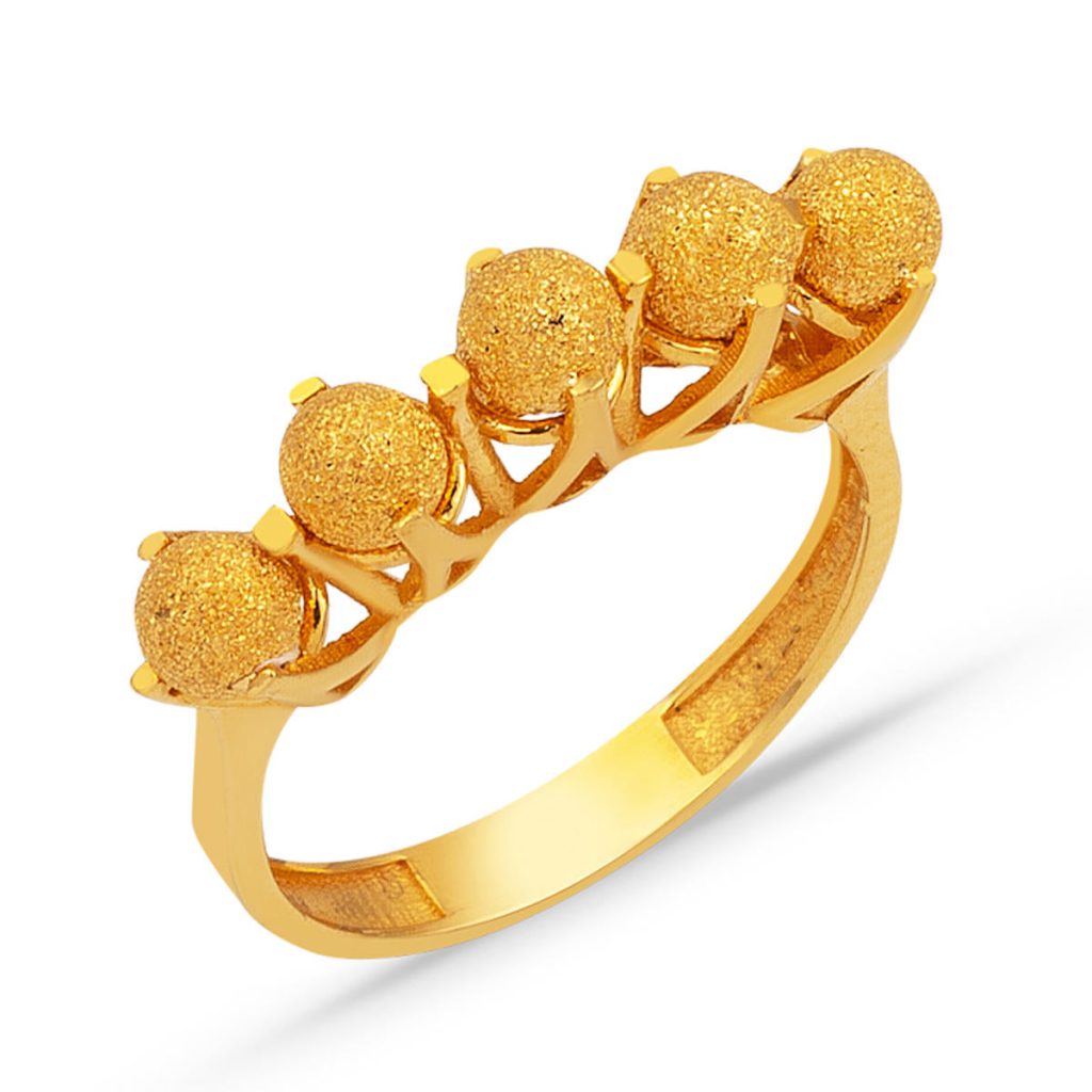 Cinq Pierres 22 Carats Boules Or Bague