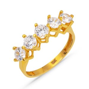 5 Pierre 22 Carats Or Bague