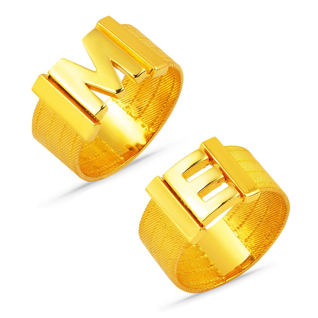 14 Carats Lettreli Tresse Or Bague (Tüm Lettreler Üretilir)