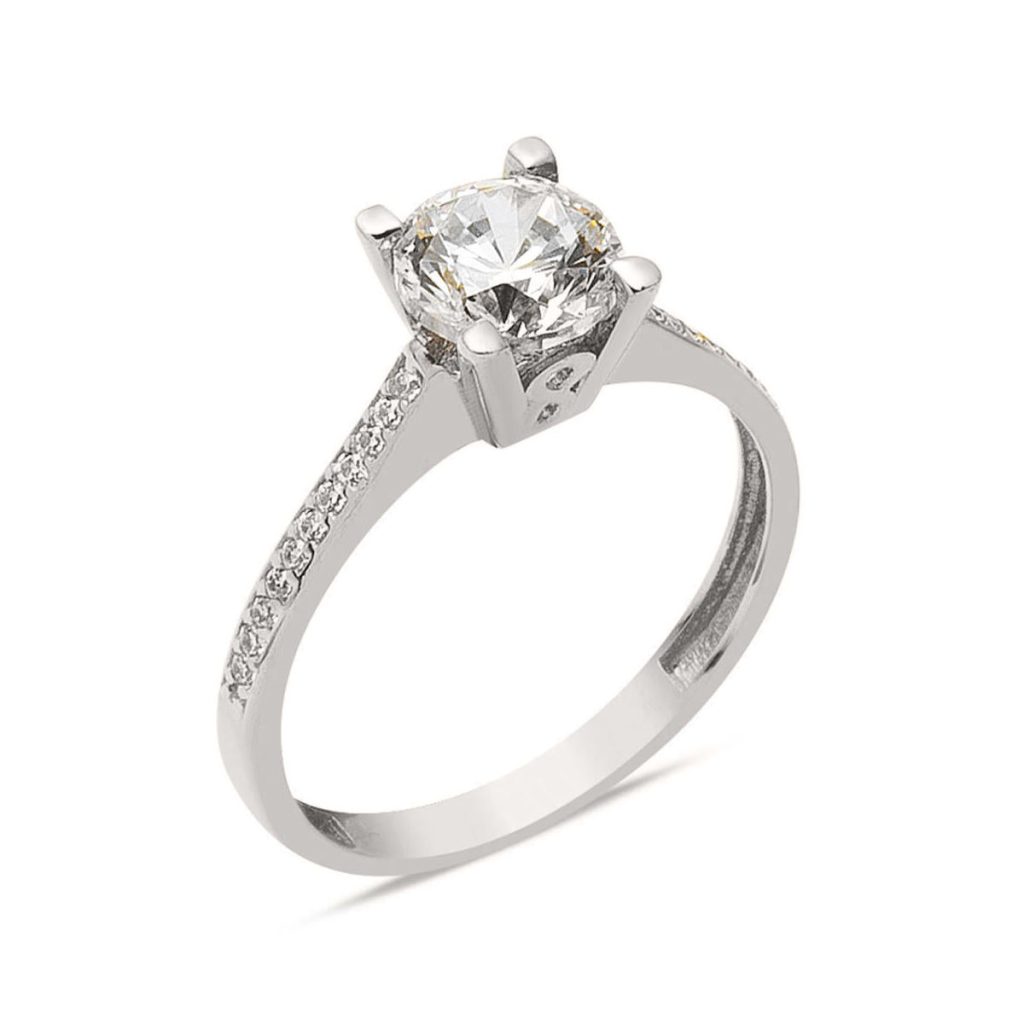 White Gold Solitaire Ring 14 Karat