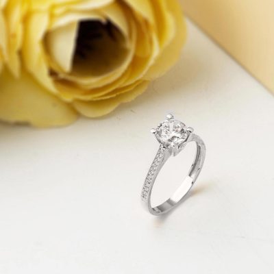 Beyaz Gold Solitaire Ring 14K - 14K - 2.62g - EZ Gold