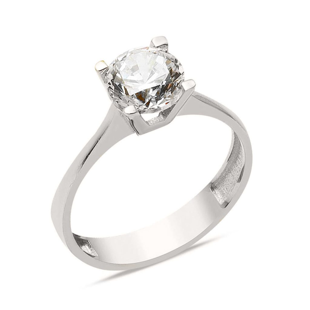 14 Karat White Gold Solitaire Women's Ring