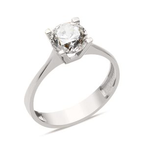 14 Carats Blanc Or Solitaire Femme Bague