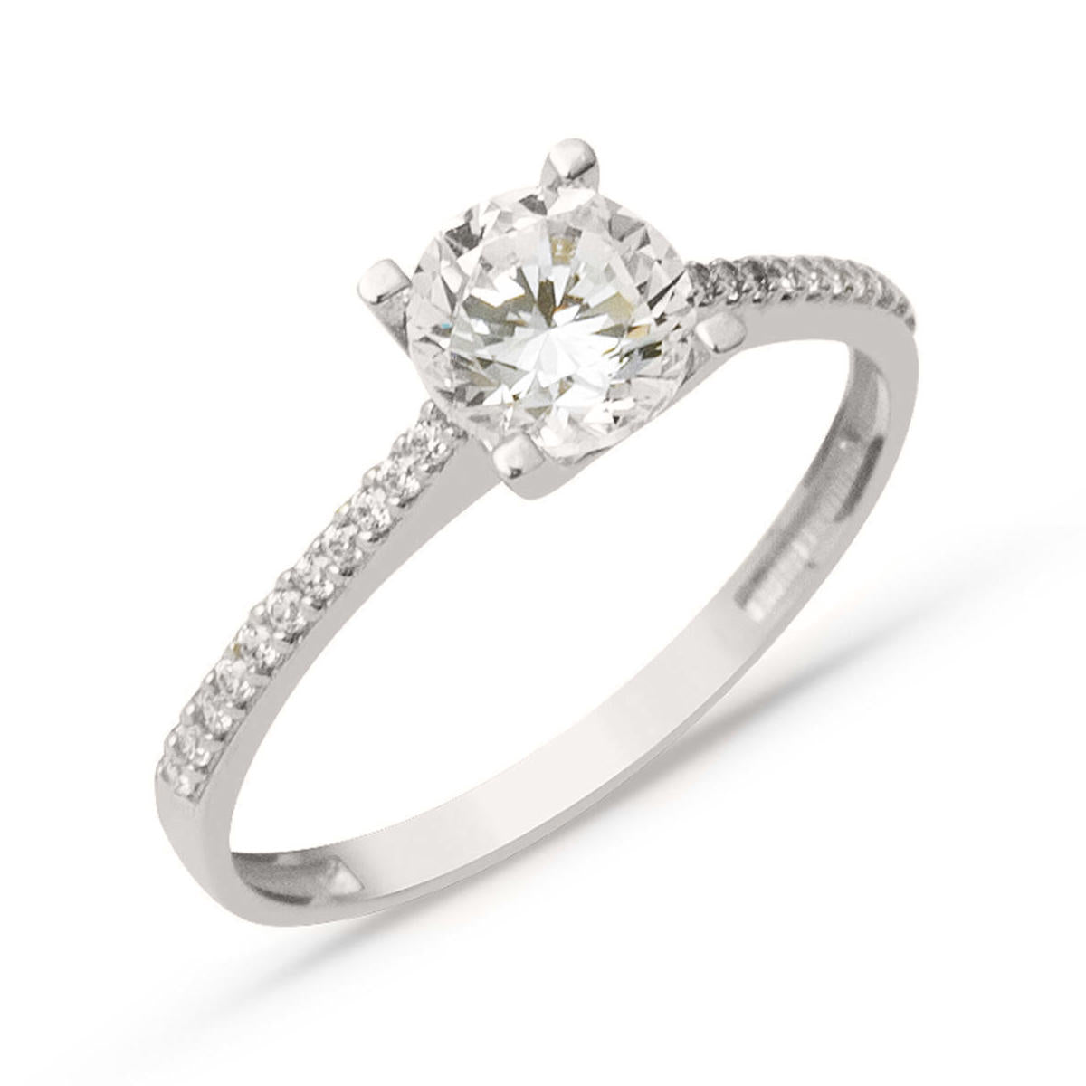 Solitaire 14 Karat White Gold Ring Women's