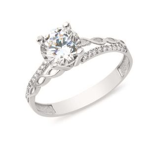Infini 14 Carats Solitaire Blanc Or Bague