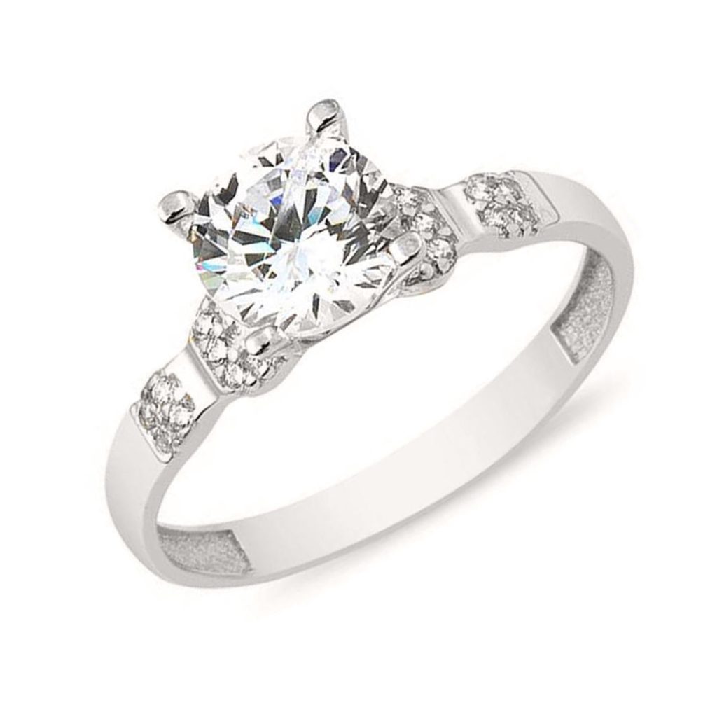 Solitaire 14 Karat White Gold Ring