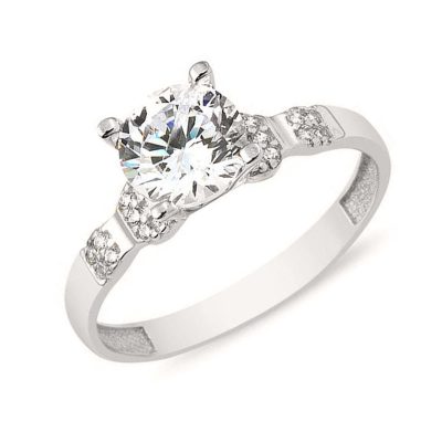 Solitaire 14K White Gold Ring