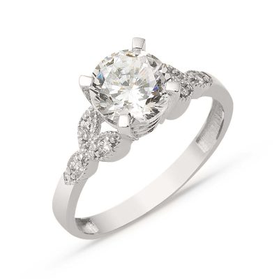 Trend 14K Solitaire White Gold Ring