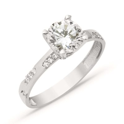 Solitaire 14K White Gold Ring