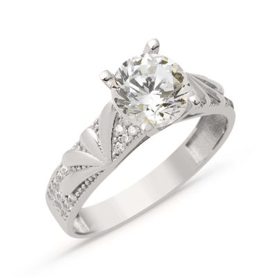 Özel Design 14 Carats Solitaire Blanc Or Bague
