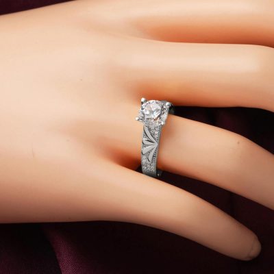 Özel Design 14 Carats Solitaire Blanc Or Bague - 14K - 3.15g - EZ Gold