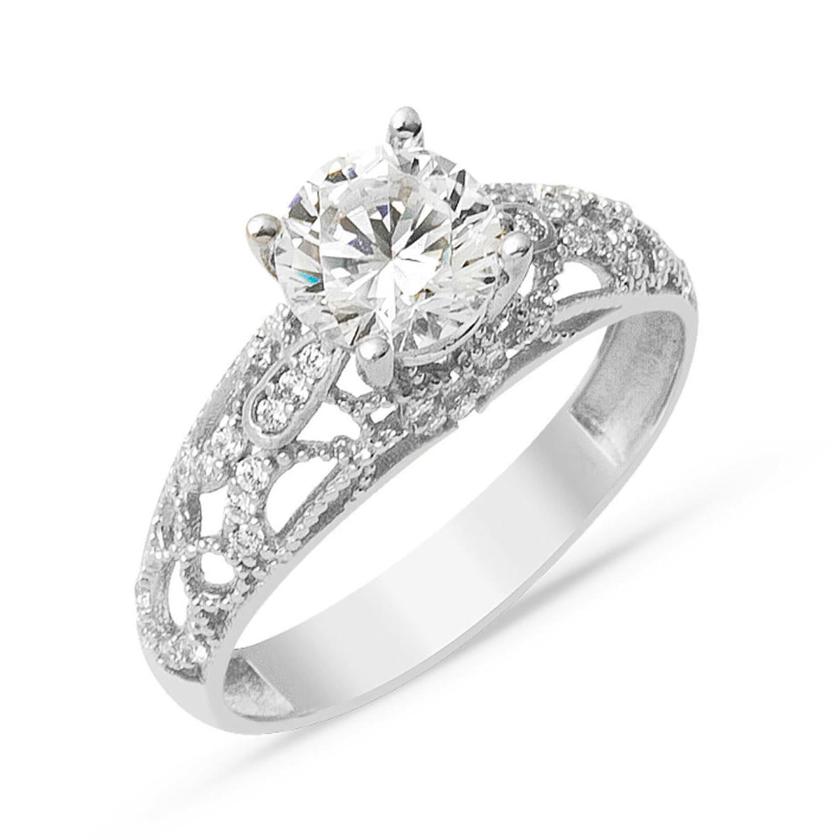 Özel Design Solitaire 14 Carats Blanc Or Bague
