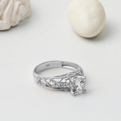 Özel Design Solitaire 14K White Gold Ring - 14K - 2.55g - EZ Gold