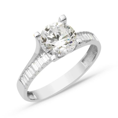 Özel Design Solitaire White Gold Ring 14K