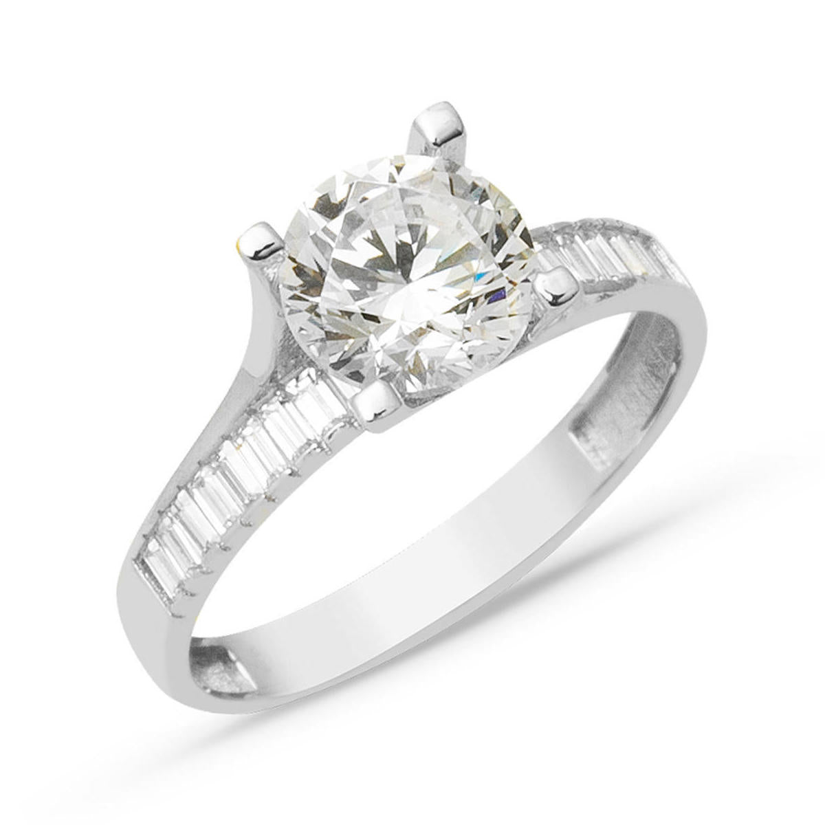 Özel Design Solitaire Blanc Or Bague 14 Carats