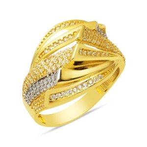 14 Karat Trendy Design with Stones Gold Ring