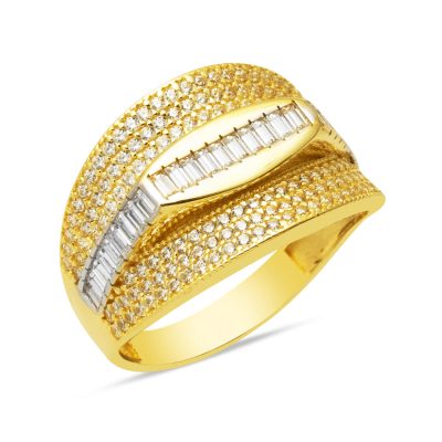 14 Carats Baguette avec Pierres Design Or Bague