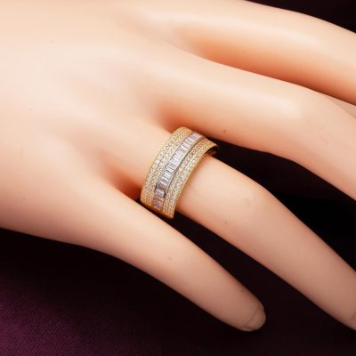 14 Carats Baguette Demi Tur İki Coloré Or Bague - 14K - 2.66g - EZ Gold