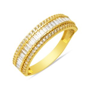 14 Karat Gold Baguette Half-Turn Ring