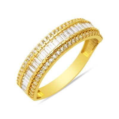 14K Gold Baguette Half-Turn Ring